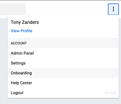 How to access onboarding settings using the 3 dots in right-hand corner.